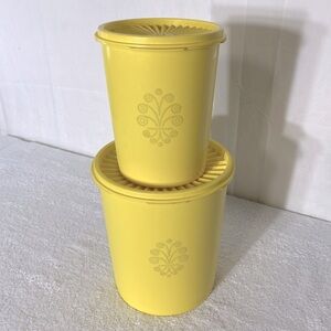 Vintage Tupperware Yellow Servalier Nesting Stacking Storage Container Set 4pc
